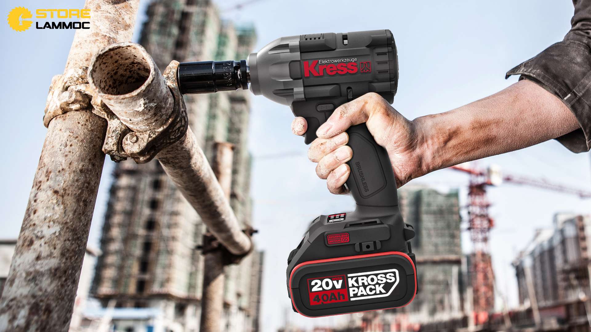 MÁY BẮN BULONG PIN 20V, ĐẦU 1/2 KRESS KU270