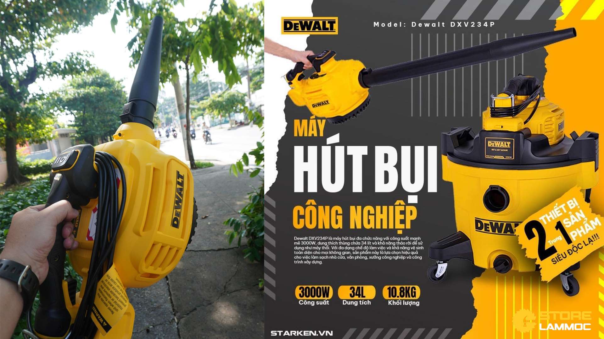 Máy Hút Bụi Công Nghiệp Dewalt DXV234P
