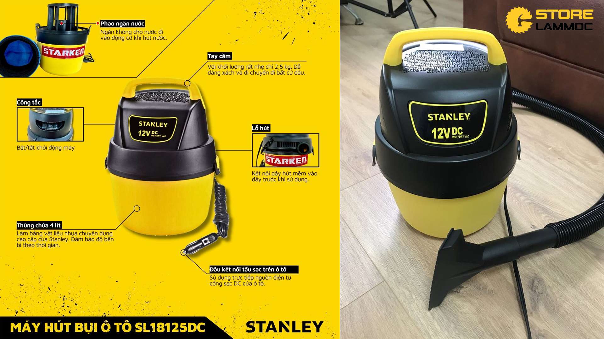 Máy Hút Bụi Ô Tô Stanley SL18125DC