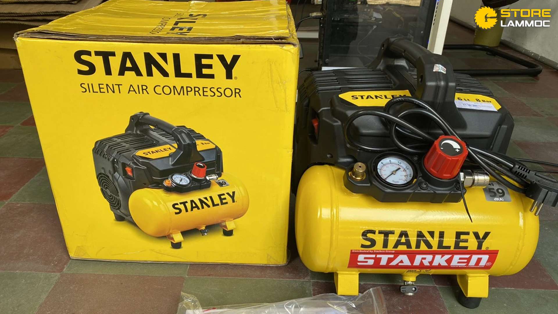 MÁY NÉN KHÍ STANLEY FATMAX DST100/8/6 KHÔNG DẦU 6L MÀU VÀNG