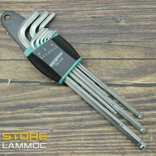 Bộ lục giác đầu bi 9 cây (1.5-10mm) Whirlpower158-3109