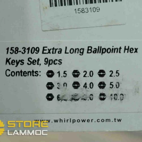 Bộ lục giác đầu bi 9 cây (1.5-10mm) Whirlpower158-3109