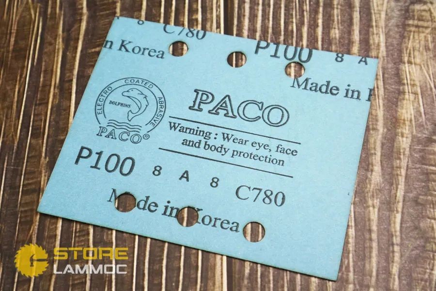 Giấy nhám tờ PACO 6 lỗ C780 115x140mm P100, P180, P240 (made in Korea)