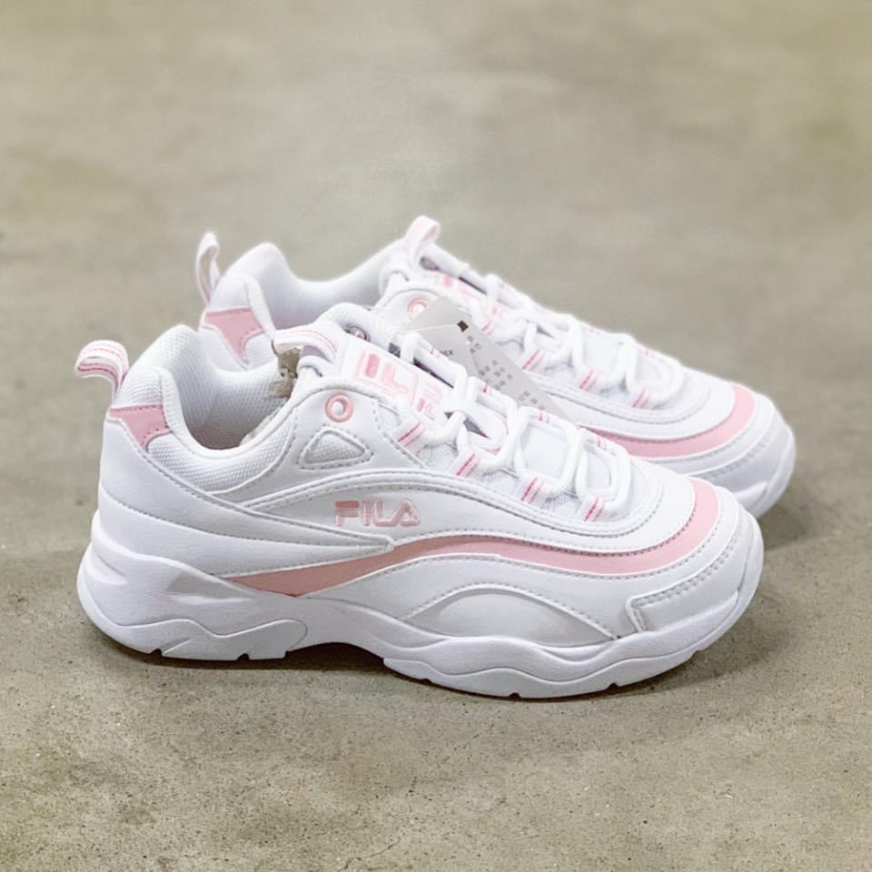Fila ray white shop metallic pink
