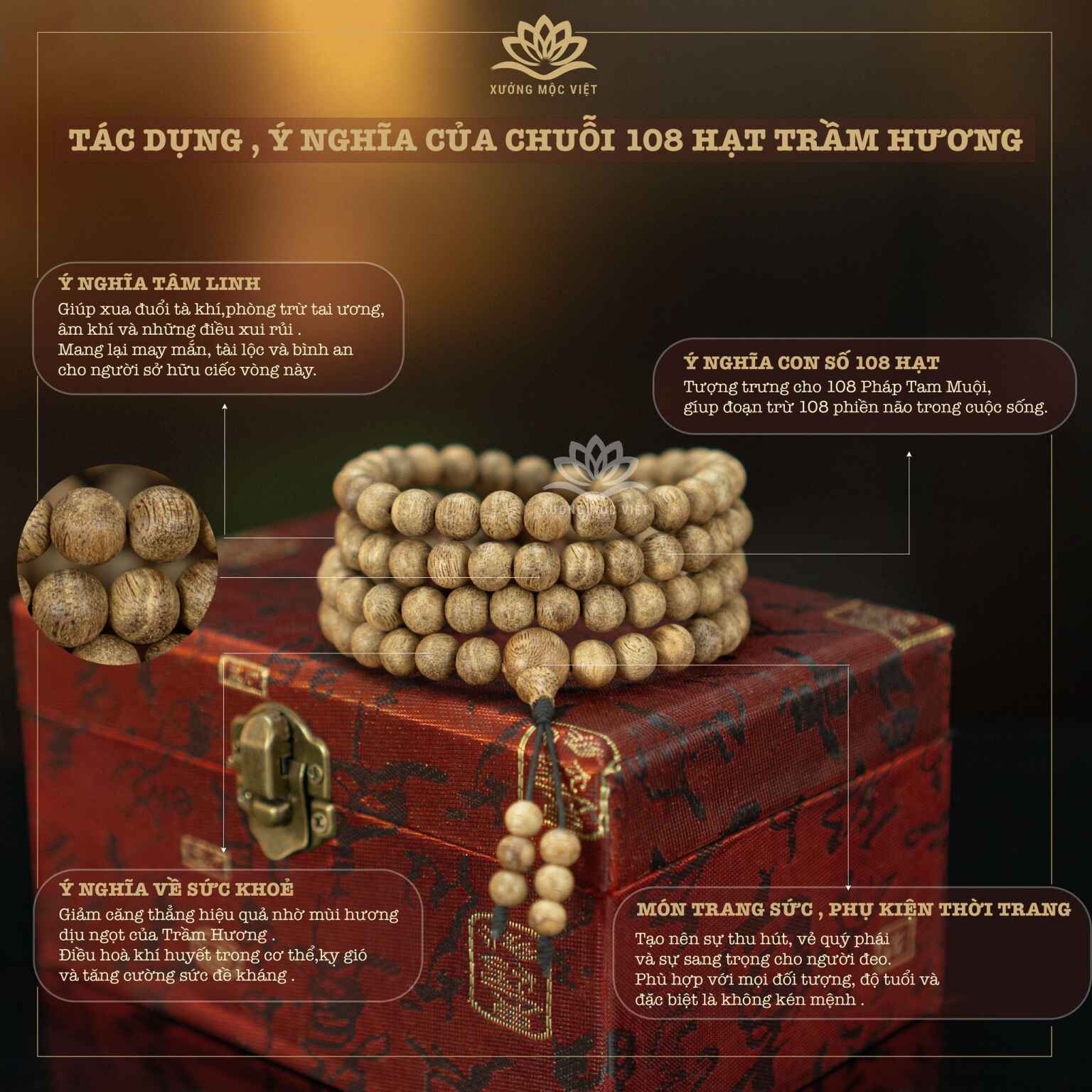 TRẢI NGHIỆM CẢM GIÁC THƯ GIÃN CÙNG CHUỖI 108 HẠT TRẦM HƯƠNG - XƯỞNG MỘC VIỆT