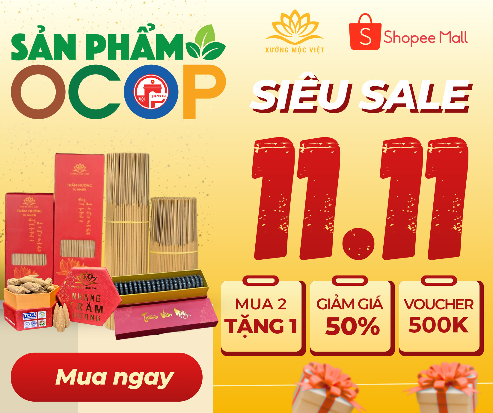 ĐẠI TIỆC SIÊU SALE 11.11 - XƯỞNG MỘC VIỆT TRÊN SHOPEE MALL