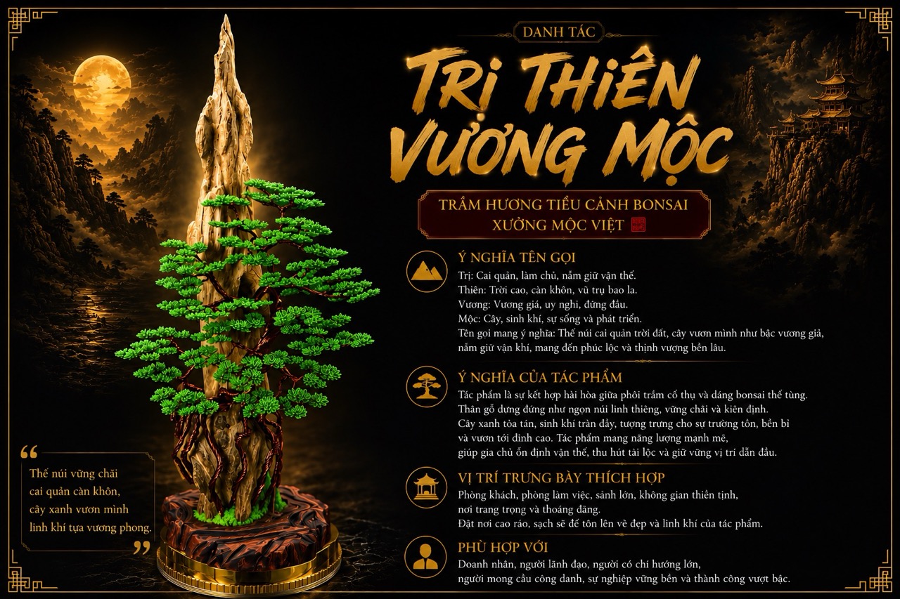 Danh Tác Trị Thiên Vương Mộc – Trầm Hương Tiểu Cảnh Bonsai Xưởng Mộc Việt