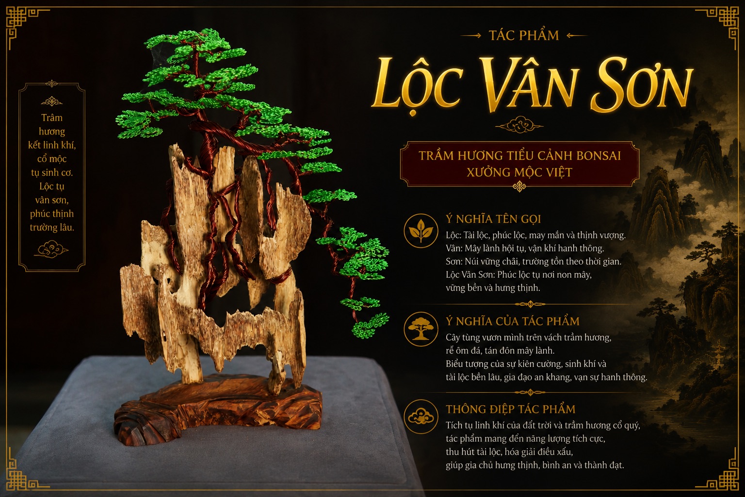 Lộc Vân Sơn – Danh Tác Trầm Hương Tiểu Cảnh Bonsai Hội Tụ Linh Khí, Chiêu Tài Đón Lộc