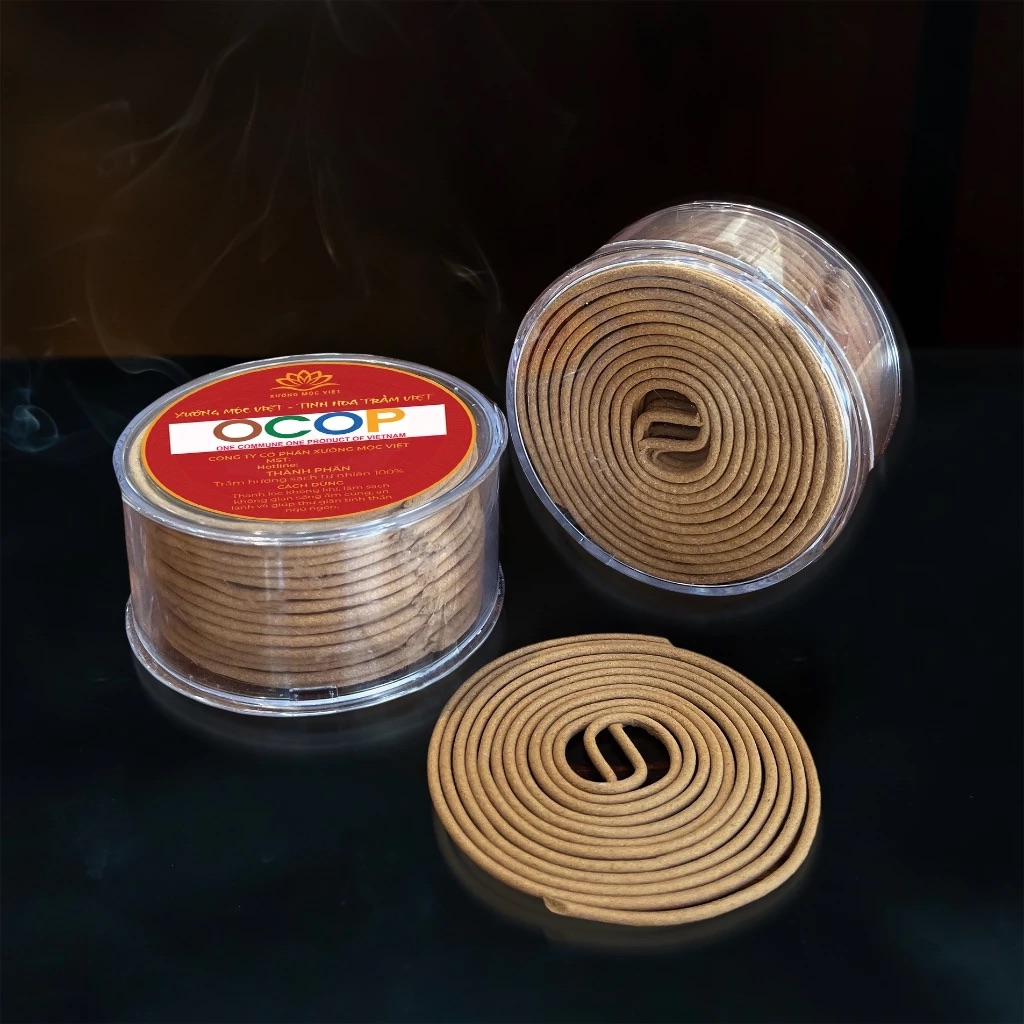 Nhang Khoanh Trầm Hương Sạch Xưởng Mộc Việt - Hộp 48 Khoanh