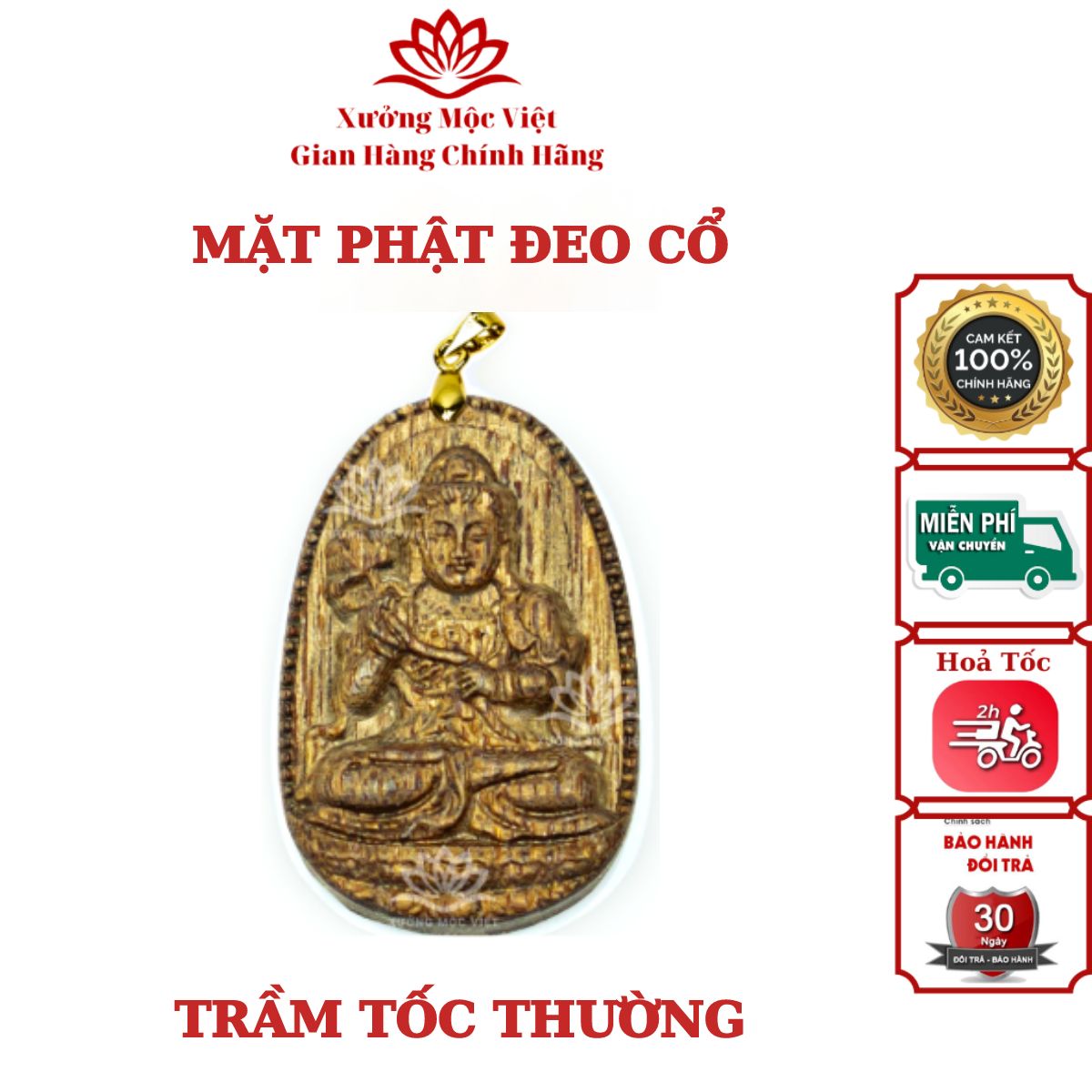 Mặt Phật Đeo Cổ - Trầm Tóc