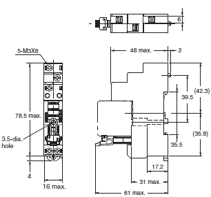 Kích thước đế dùng cho G3R-OA202SZN DC5-24