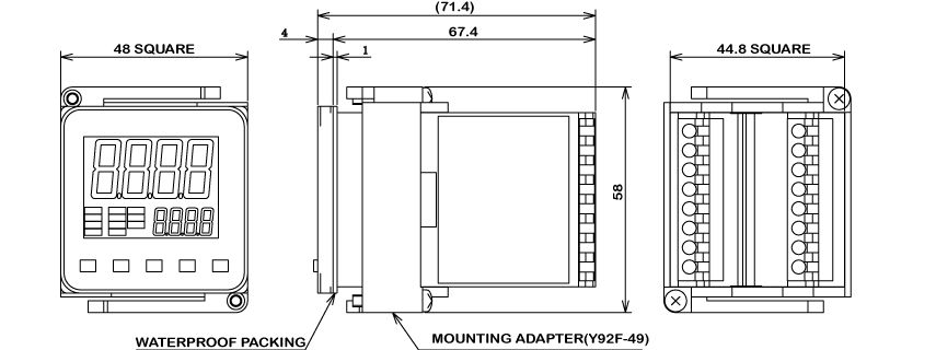 Kích Thước E5CC-RX2ASM-801