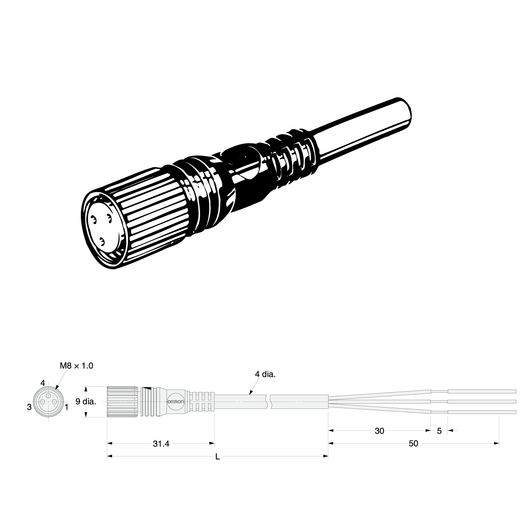 XS3F-M321-302-A OMRON Cáp kết nối M8