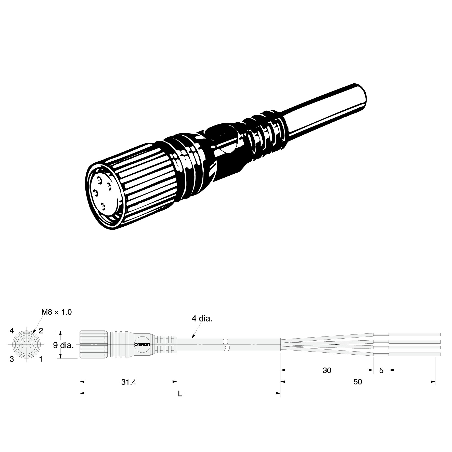 XS3F-M421-405-A OMRON Cáp kết nối M8