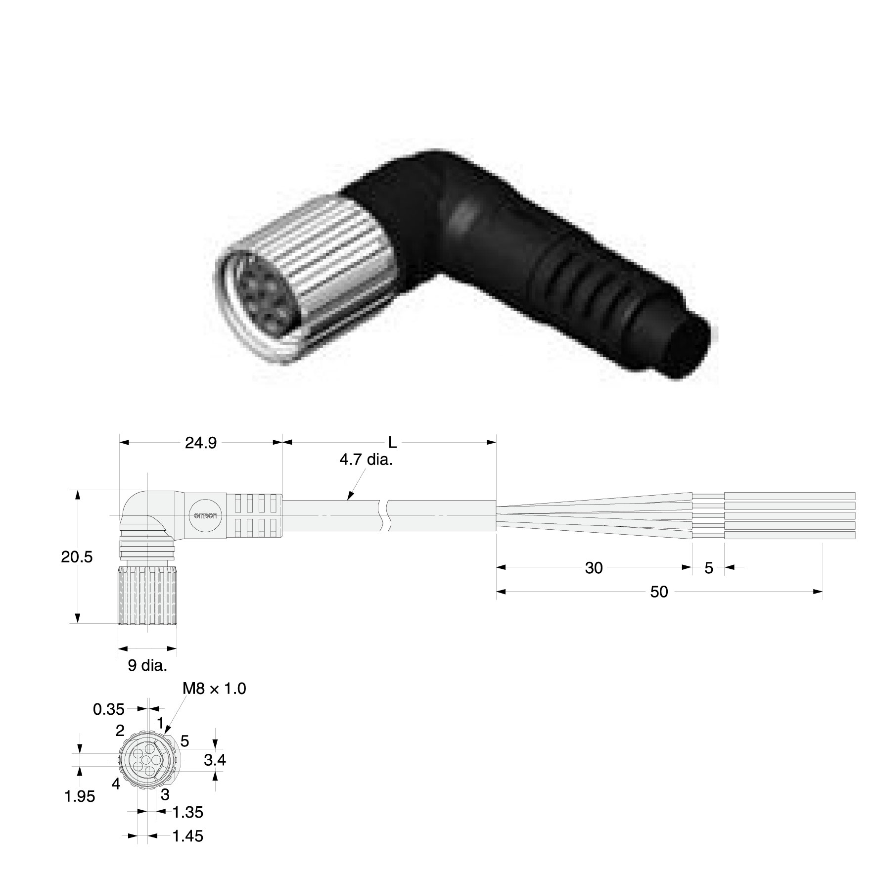 XS3F-M522-505-A OMRON Cáp kết nối M8