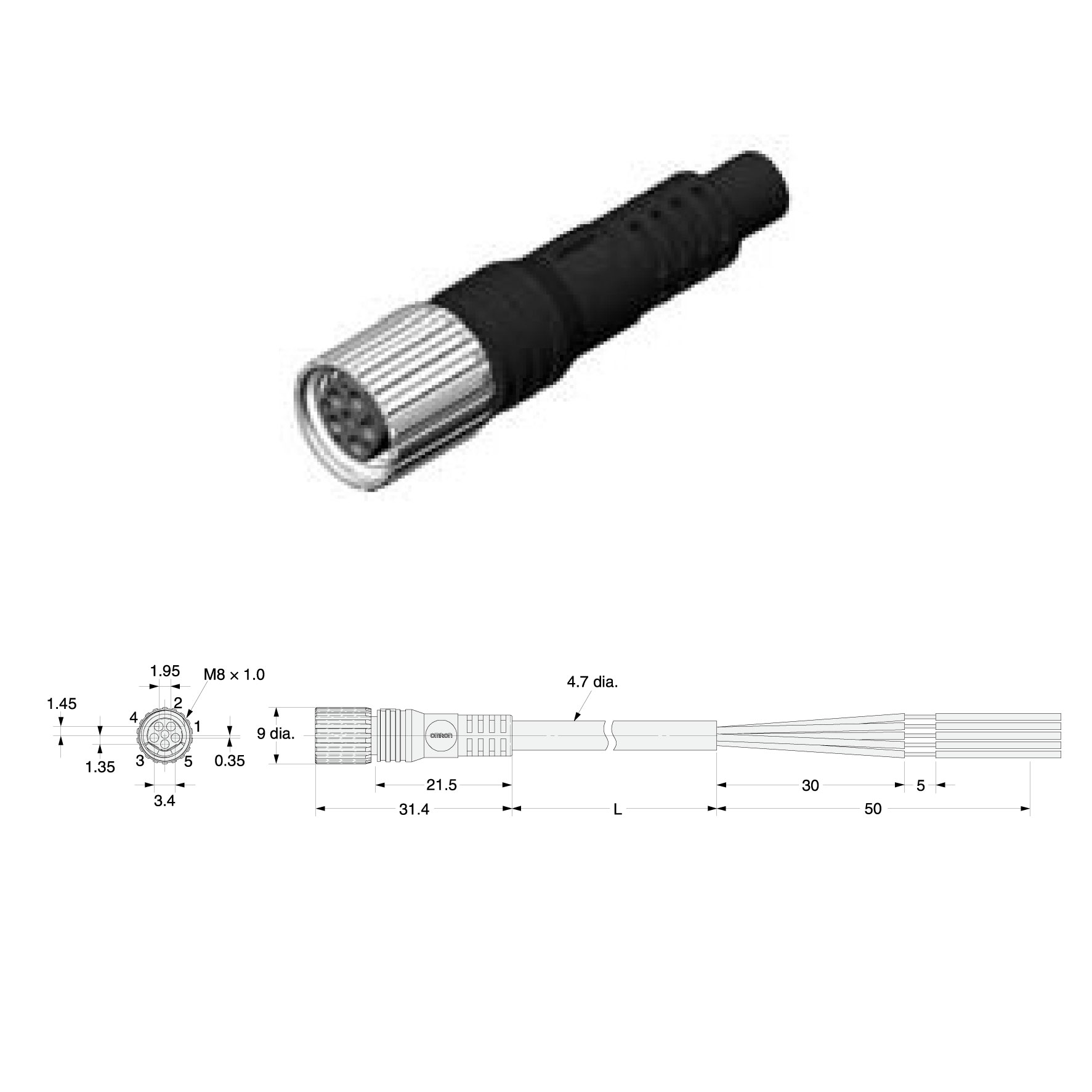 XS3F-M521-505-A OMRON Cáp kết nối M8
