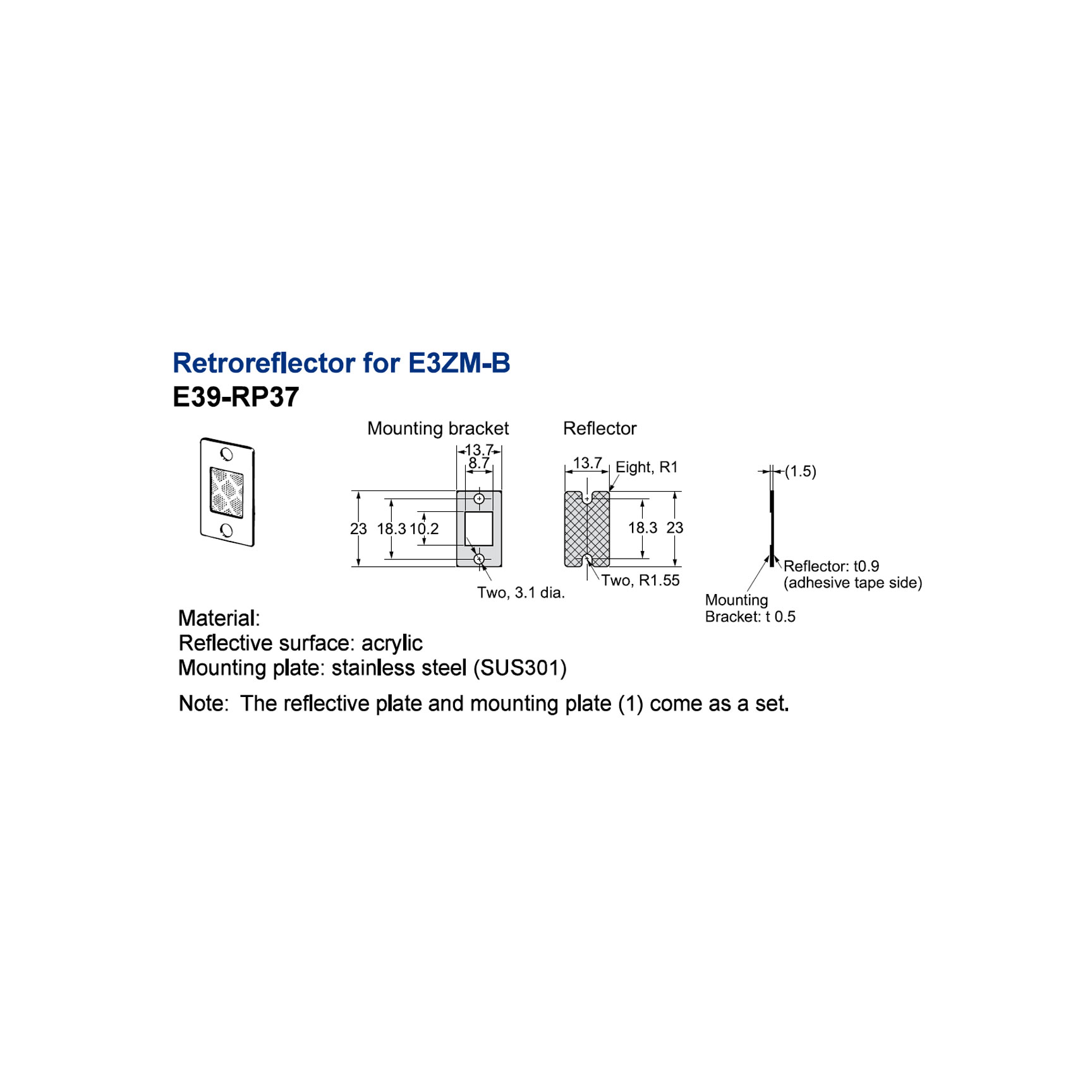 E39-RP37 Gương phản xạ chuyên dùng cho cảm biến E3ZM-B