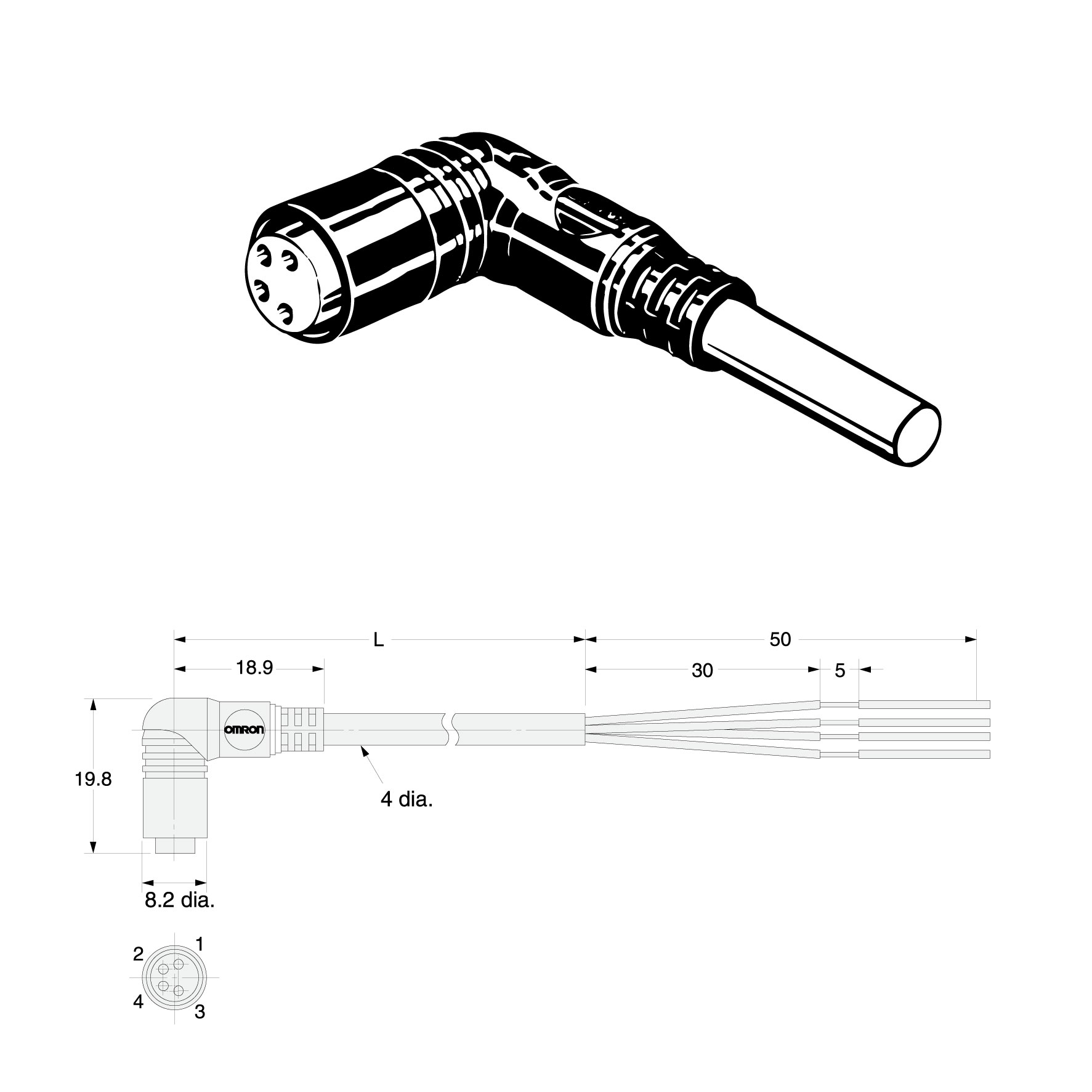 XS3F-M422-410-R OMRON Cáp kết nối M8