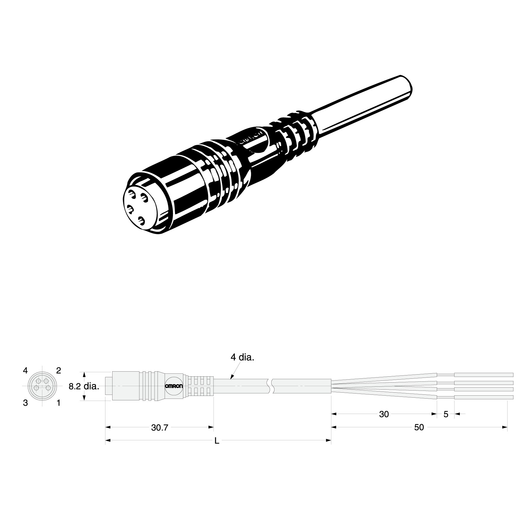 XS3F-M421-402-R OMRON Cáp kết nối M8