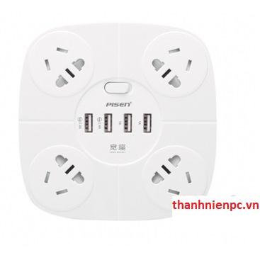 Ổ cắm điện đa năng Pisen KY-44 Wide USB Multifunction (4USB, 4AC)