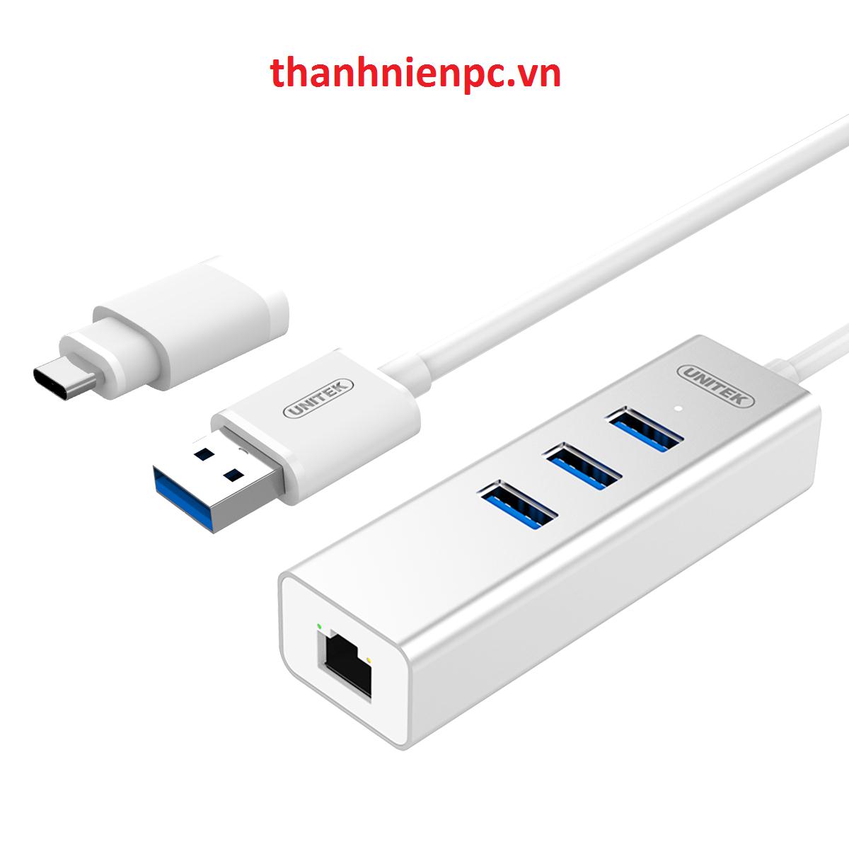 USB3.0 3-Port + Gigabit Ethernet Aluminium Hub
