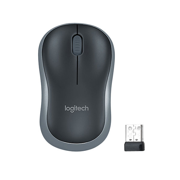 Chuột không dây Logitech Quang M185 (Đen viền xám)