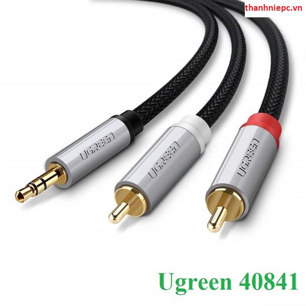 Cáp Audio 3,5mm to RCA dài 1m chính hãng Ugreen 40841 mạ vàng cao cấp