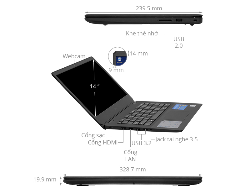 Máy tính xách tay Dell Vostro 14 3400 YX51W6