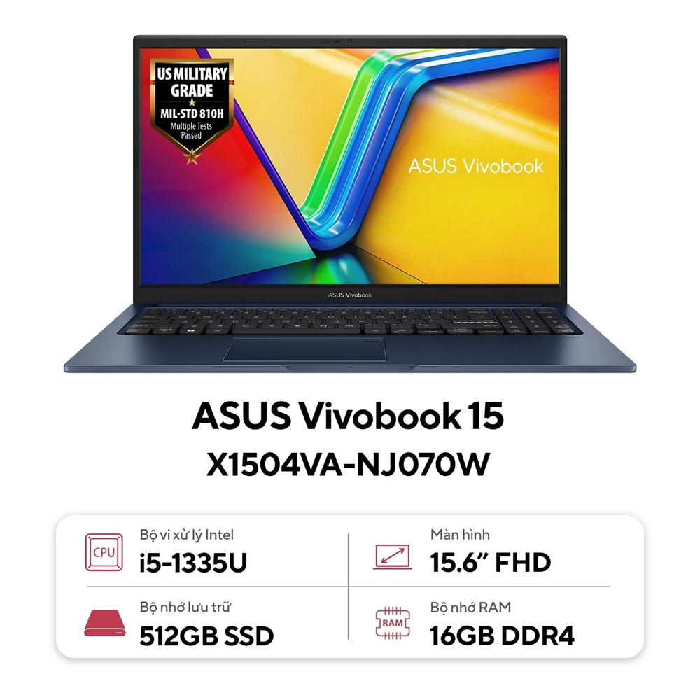 Laptop Asus Vivobook 15 X1504VA NJ070W (Core i5-1335U | 16GB | 512GB | Intel Iris Xe | 15.6 inch FHD | Win 11 | Xanh)