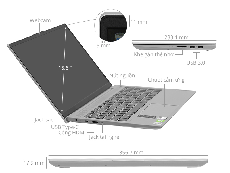 Máy tính xách tay Lenovo IdeaPad Slim 5 15ITL05 i5 1135G7/8GB/512GB/Win10 (82FG001PVN)