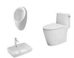 Bàn cầu, lavabo, tiểu nam, đồ sứ