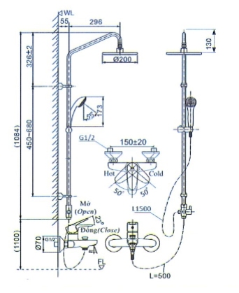 Vòi Sen Tắm Cây Inax BFV-1115S