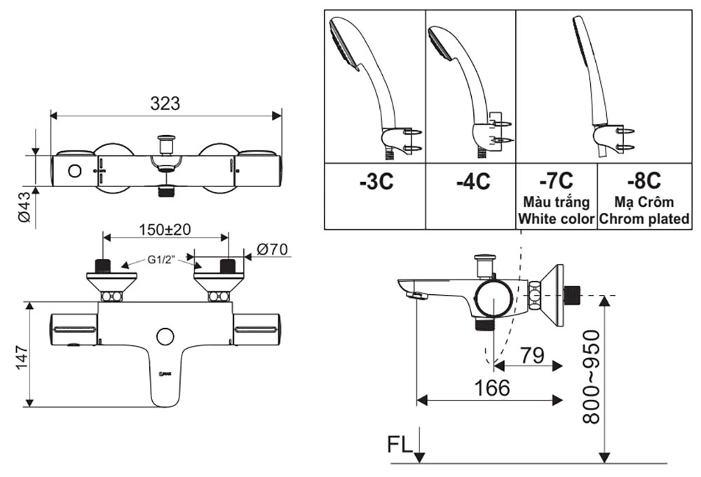 Vòi Sen Tắm Inax BFV-3413T-7C