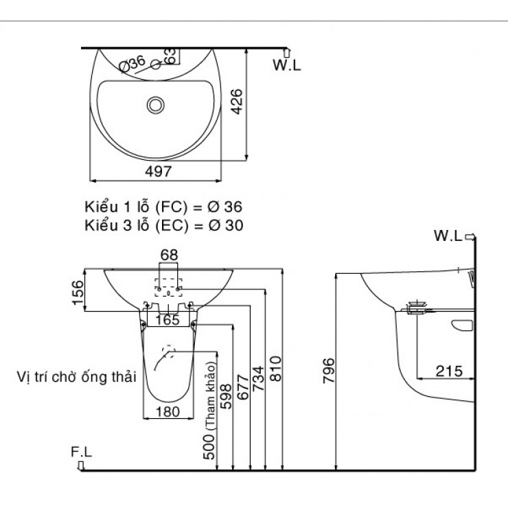 Chậu Lavabo Inax L-285V (EC/FC)