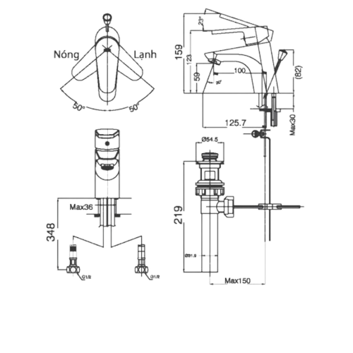 Vòi Chậu Lavabo Inax LFV-112S Nóng Lạnh