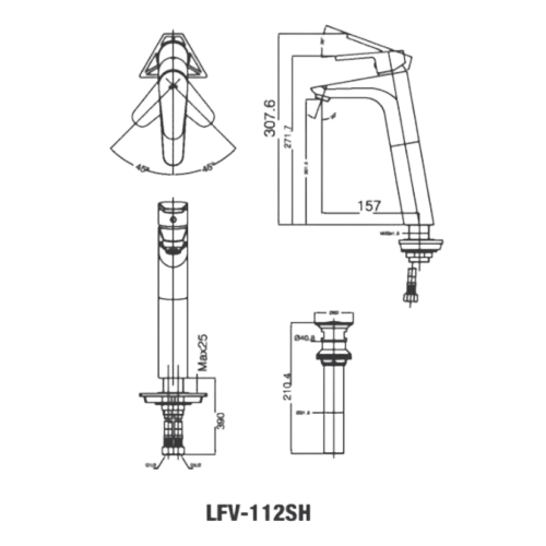Vòi Chậu Lavabo Inax LFV-112SH Nóng Lạnh