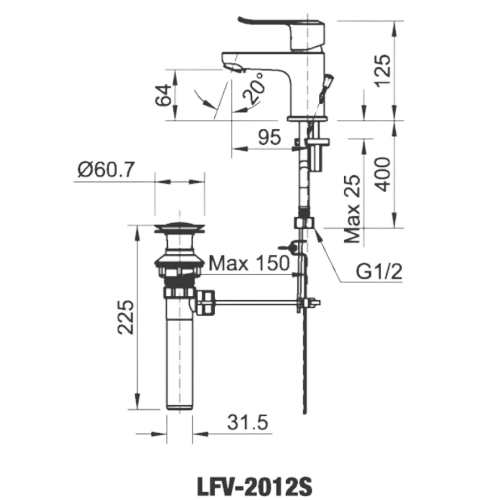 Vòi Chậu Lavabo Inax LFV-2012S Nóng Lạnh Cao Cấp