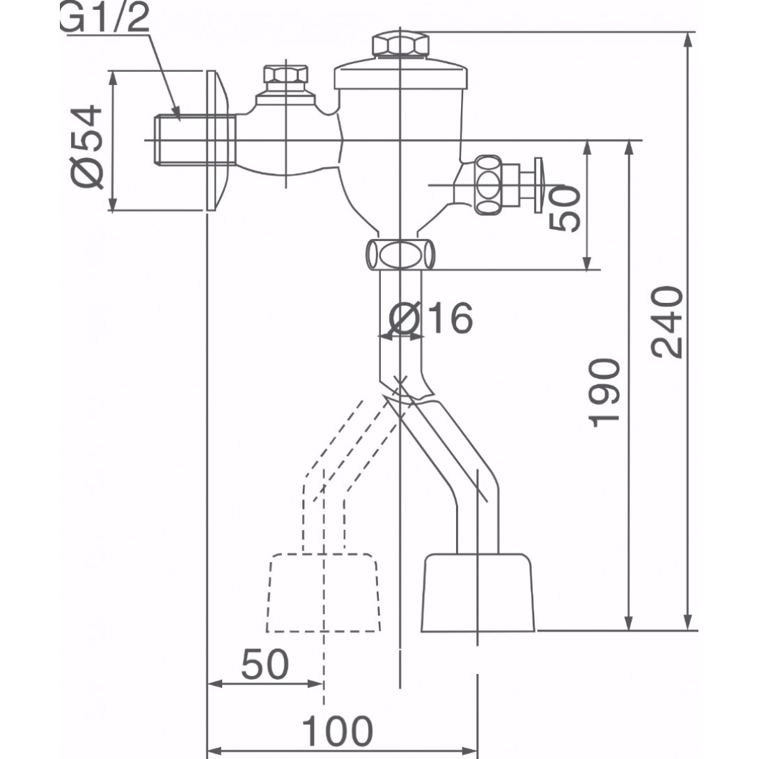 Van Xả Nhấn Bồn Tiểu Inax UF-8V Ống Cong