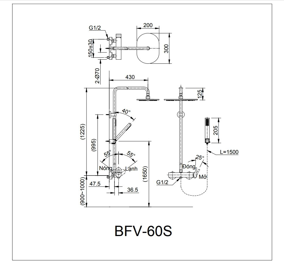 Vòi Sen Cây Tắm Inax BFV-60S