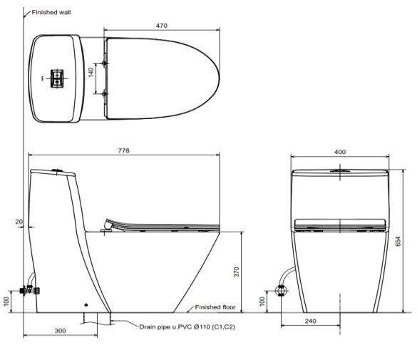 Bàn Cầu INAX AC-919R+Nắp Rửa Cơ CW-S32VN
