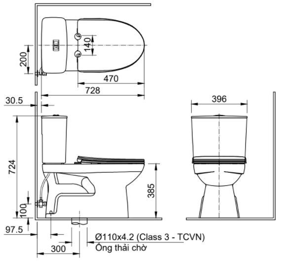 Bồn Cầu INAX C-514VAN 2 Khối