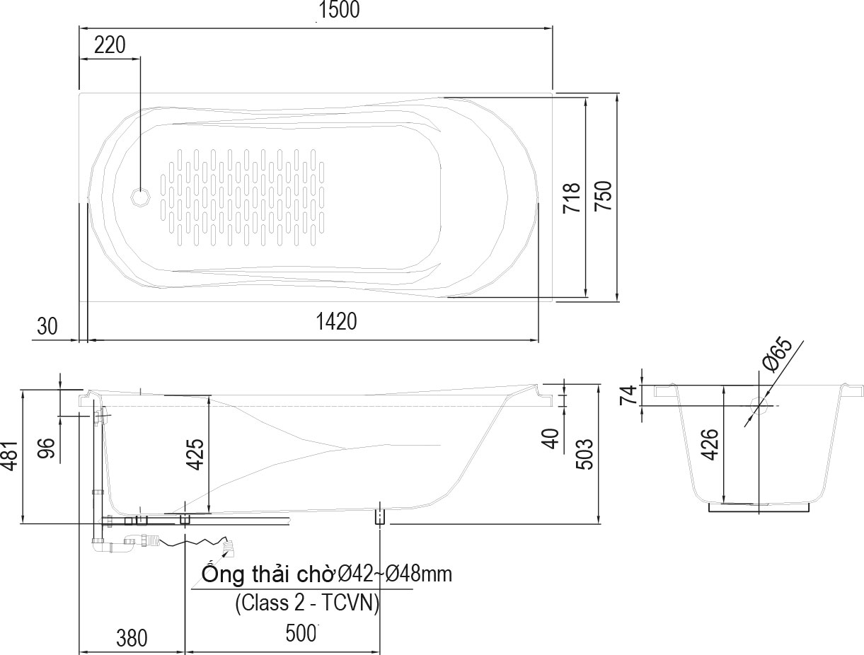 Bồn Tắm Xây Inax MBV-1500 Galaxy 1.5M