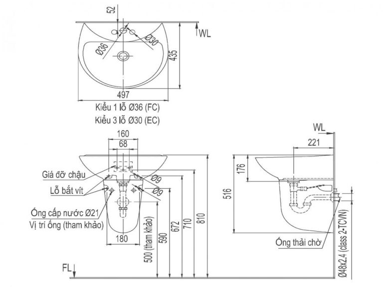 Chân chậu rửa inax L-288VC