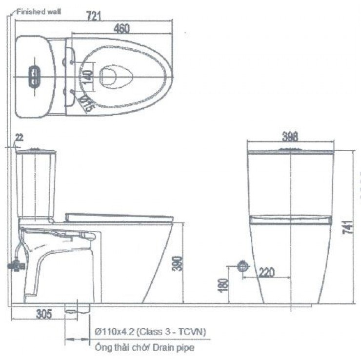 Bàn Cầu INAX AC-602+ Nắp rửa điện tử CW-H20VN
