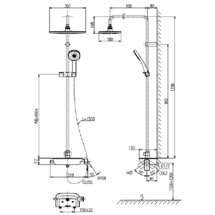 Vòi Sen Cây Tắm Inax BFV-615S-8C