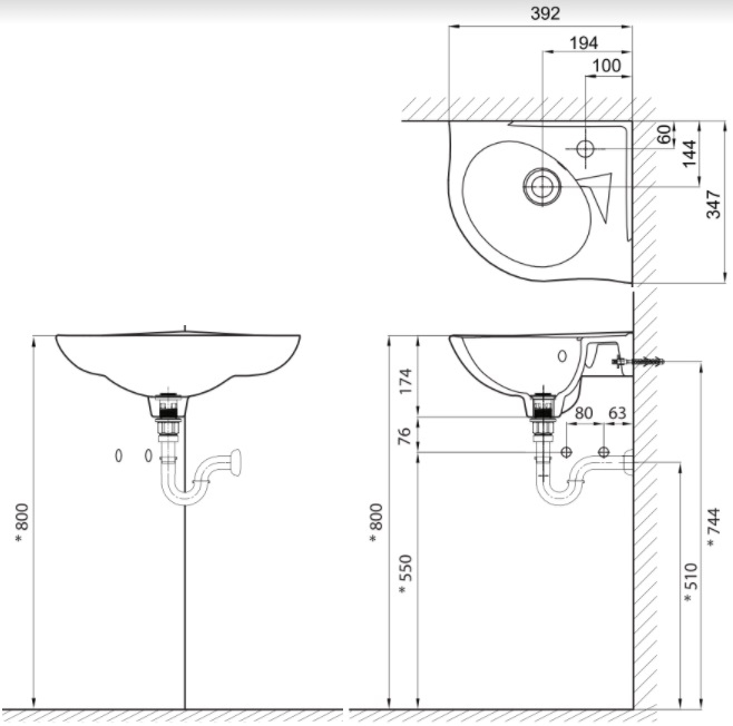 Lavabo Inax L-281V Chậu Rửa Treo Tường