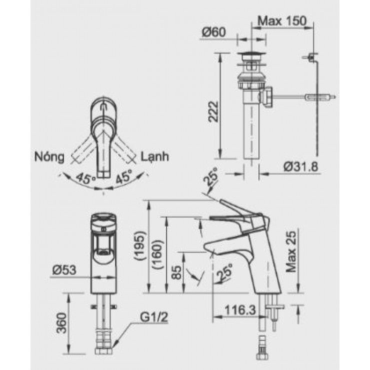 Vòi Chậu Lavabo Inax LFV-6012S