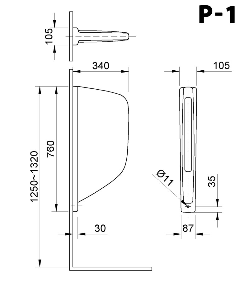 Vách Ngăn Bệ Tiểu Nam Inax P-1