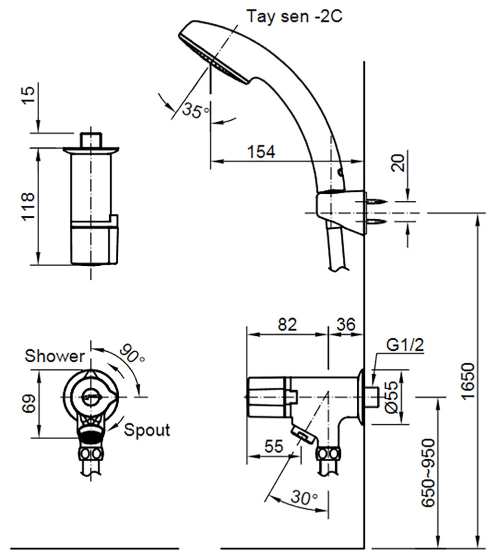 Vòi Sen Tắm Tay Nhựa INAX BFV-10
