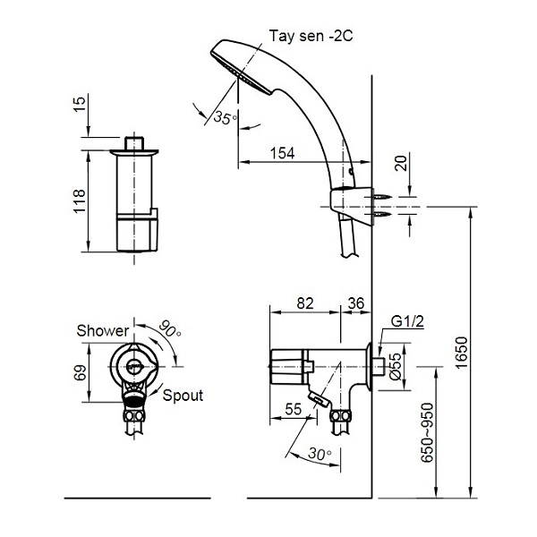 Vòi Sen Tắm Lạnh INAX BFV-10-1C